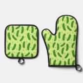 Pickle & Fresh Collection gemustert Ofenhandschuh & Topflappen-Set (Vorderseite)