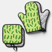 Pickle & Fresh Collection gemustert Ofenhandschuh & Topflappen-Set (Vorderseite/Rückseite)