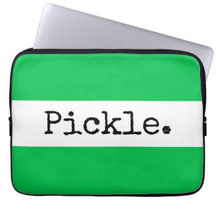 PICKLE Fun Text Breite, helle, grüne Streifen Laptopschutzhülle