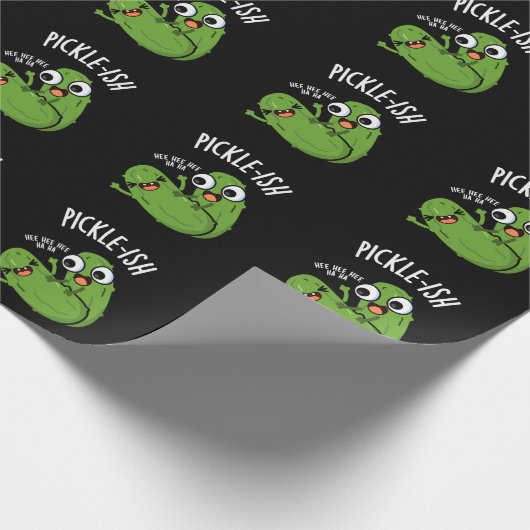 Pickle-ish Ticklish Funny Pickle Puns Dark BG Geschenkpapier (Ecke)