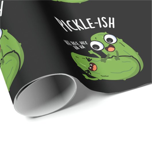 Pickle-ish Ticklish Funny Pickle Puns Dark BG Geschenkpapier (Rolleneckpunkt)