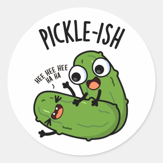 Pickle-ish Ticklish Funny Pickle Puns Runder Aufkleber (Vorderseite)