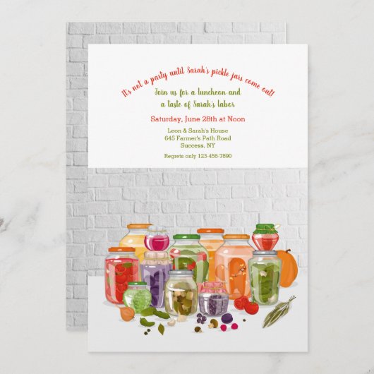 Pickle Jars Einladung (Vorne/Hinten)