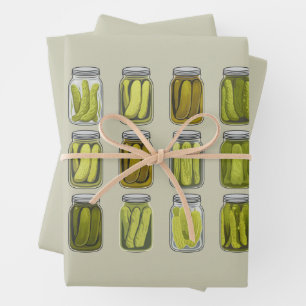 Pickle-Liebhaber Vintage-Dosen-Gurken Glas Weihnac Geschenkpapier Set