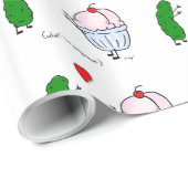 Pickle Loves Ice Cream Baby Shower Wrapping Paper Geschenkpapier (Rolleneckpunkt)