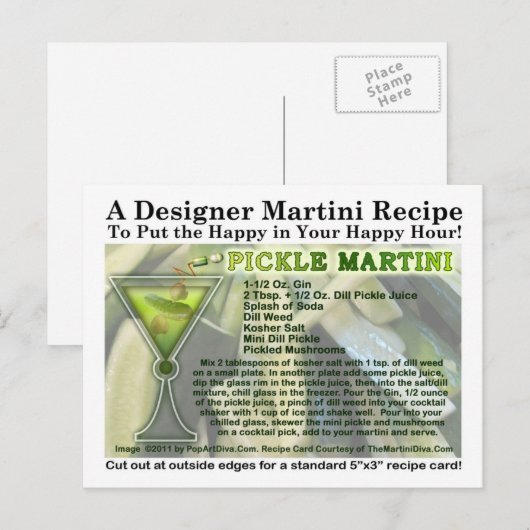 Pickle Martini Rezept Postkarte (Vorne/Hinten)