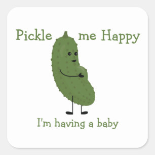 Pickle me Happy Baby Dusche Quadratischer Aufkleber