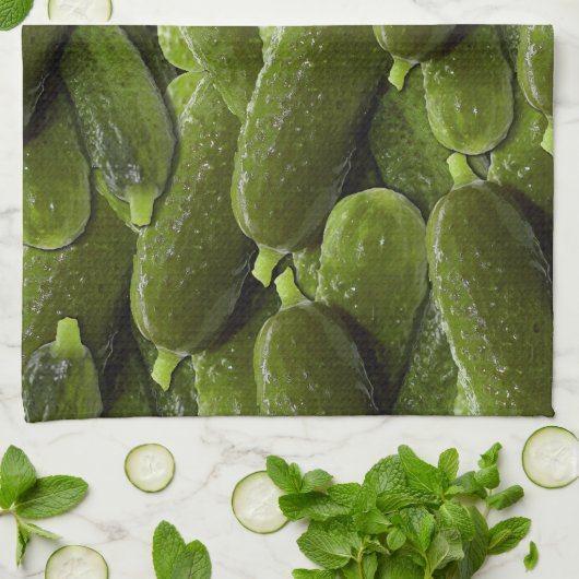 Pickle Muster Fresh Green Cucumber Pickles Geschirrtuch (Gefaltet)