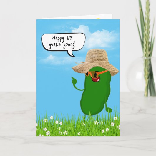 Pickle Person mit Hut zum 65. Geburtstag Karte (Vorderseite)