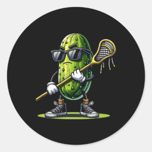 Pickle Playing Lacrosse Funny Sports Trendly for B Runder Aufkleber