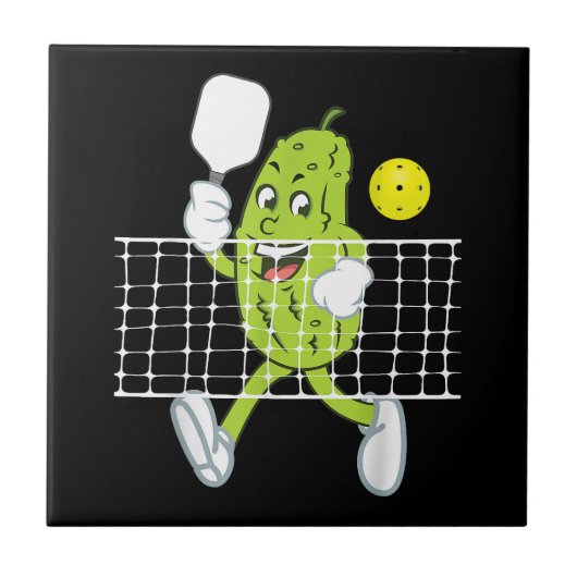 Pickle Playing Pickleball - Funny Pickleball Paddl Fliese (Vorderseite)