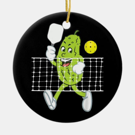 Pickle Playing Pickleball - Funny Pickleball Paddl Keramik Ornament (Vorne)