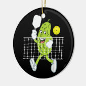 Pickle Playing Pickleball - Funny Pickleball Paddl Keramik Ornament (Links)