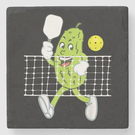 Pickle Playing Pickleball - Funny Pickleball Paddl Steinuntersetzer (Vorderseite)
