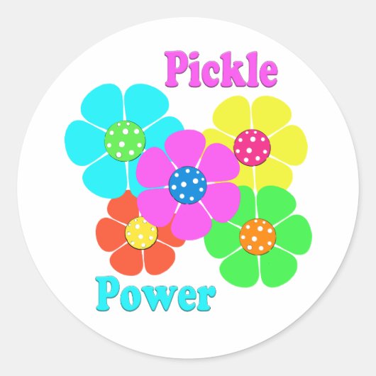 Pickle Power Pickleball Runder Aufkleber (Vorderseite)