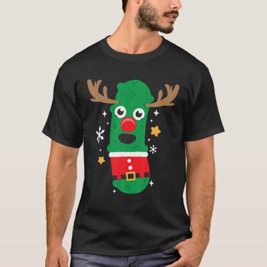 Pickle Reindeer Santa Funny Cooles Weihnachtsgesch T-Shirt (Vorderseite)