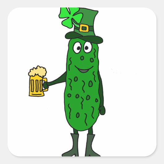 Pickle St. Patrick's Day Art Quadratischer Aufkleber (Vorderseite)