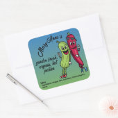 Pickle und Pfefferpals Funny Cartoon Pickles Label Quadratischer Aufkleber (Umschlag)
