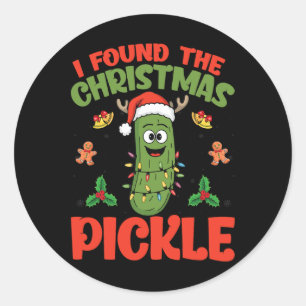 Pickle Weihnachtsmannmütze Xmas Lights - Ich fand Runder Aufkleber