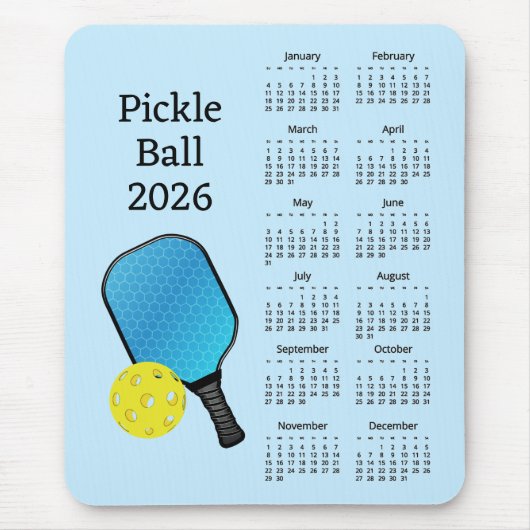 Pickleball 2026 Kalender Mousepad (Vorne)