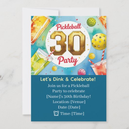 Pickleball 30. Geburtstag Party Einladung (Vorderseite)