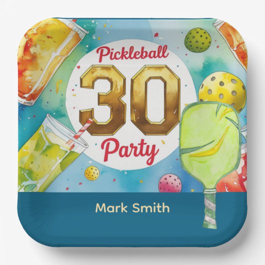 Pickleball 30. Geburtstag Party Pappteller (Vorderseite)