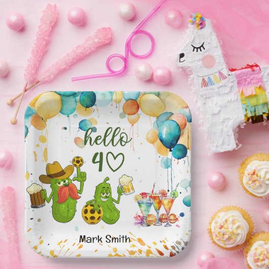 Pickleball 40. Geburtstag Pappteller (Party)