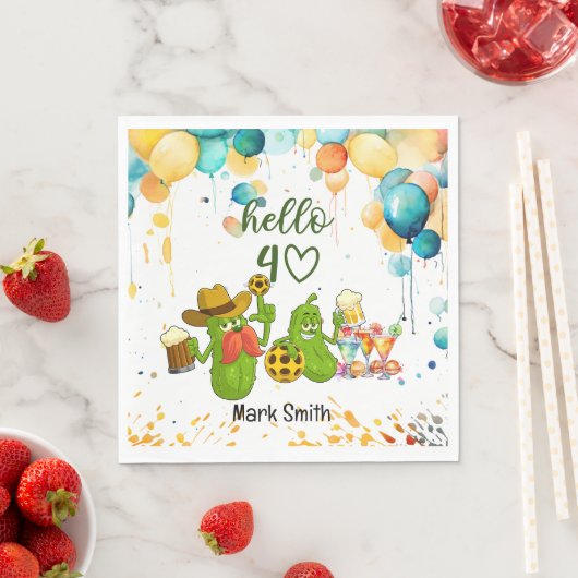 Pickleball 40. Geburtstag Serviette (Beispiel)