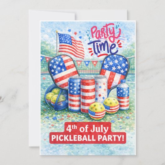 PICKLEBALL 4th of July Pickleball Party Invitation Einladung (Vorderseite)
