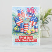 PICKLEBALL 4th of July Pickleball Party Invitation Einladung (Stehend Vorderseite)