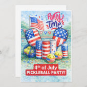 PICKLEBALL 4th of July Pickleball Party Invitation Einladung (Vorne/Hinten)