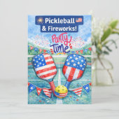 PICKLEBALL 4th of July Pickleball Party Invitation Einladung (Stehend Vorderseite)