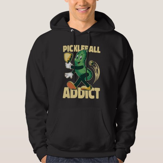 Pickleball Addict Paddleball Pickle with paddle Hoodie (Vorderseite)