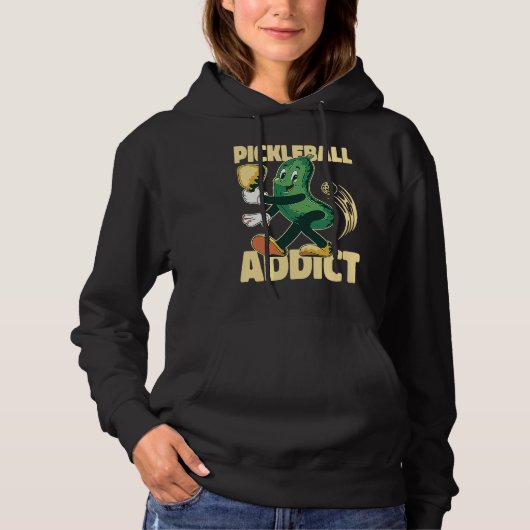 Pickleball Addict Paddleball Pickle with paddle Hoodie (Vorderseite)