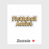 Pickleball Addict Yellow Retro Typografie Aufkleber (Blatt)