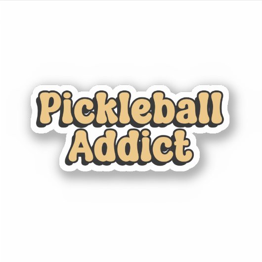 Pickleball Addict Yellow Retro Typografie Aufkleber (Vorderseite)