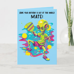 Pickleball Alien Happy Birthday Card Feiertagskarte