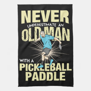 Pickleball - Alter Mann mit einem Pickleball-Schlä Geschirrtuch