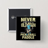 Pickleball - Alter Mann mit Pickleball-Paddel Button (Vorne & Hinten)