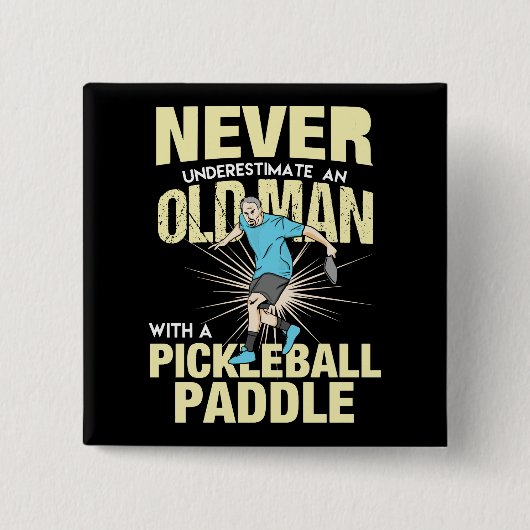 Pickleball - Alter Mann mit Pickleball-Paddel Button (Vorderseite)