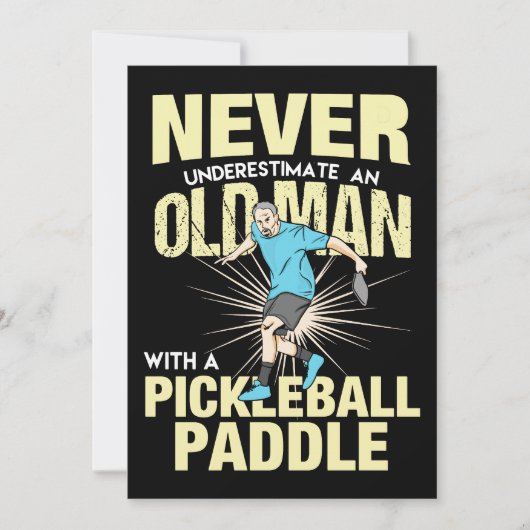 Pickleball - Alter Mann mit Pickleball-Paddel Einladung (Vorderseite)