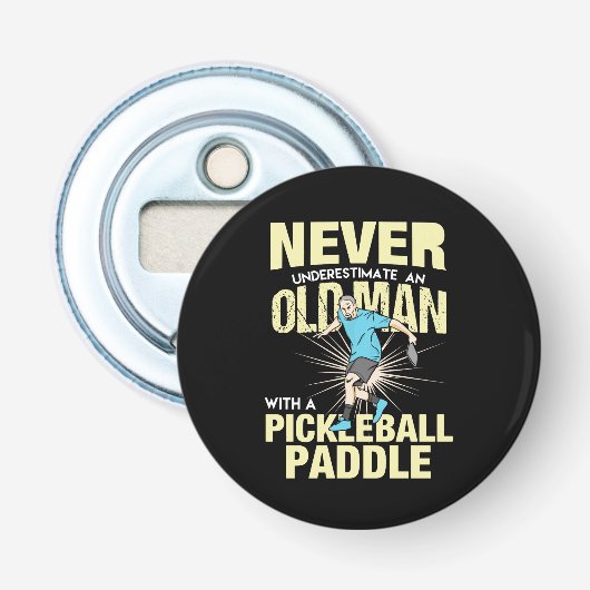 Pickleball - Alter Mann mit Pickleball-Paddel Flaschenöffner (Vorderseite)