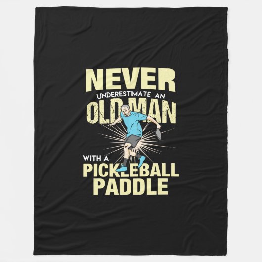 Pickleball - Alter Mann mit Pickleball-Paddel Fleecedecke (Vorderseite)