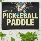 Pickleball - Alter Mann mit Pickleball-Paddel Geschirrtuch (Gefaltet)