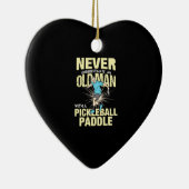 Pickleball - Alter Mann mit Pickleball-Paddel Keramik Ornament (Rechts)