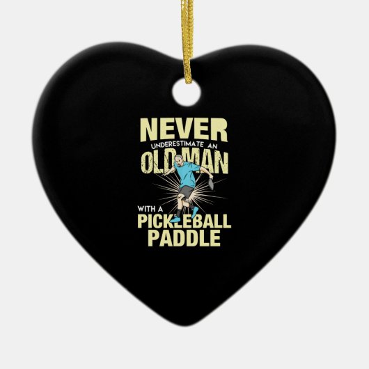 Pickleball - Alter Mann mit Pickleball-Paddel Keramik Ornament (Vorne)