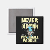 Pickleball - Alter Mann mit Pickleball-Paddel Magnet (Vorderseite/Rückseite)