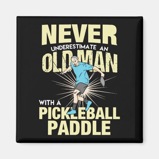 Pickleball - Alter Mann mit Pickleball-Paddel Magnet (Vorne)