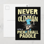 Pickleball - Alter Mann mit Pickleball-Paddel Postkarte (Vorne/Hinten)
