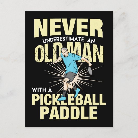 Pickleball - Alter Mann mit Pickleball-Paddel Postkarte (Vorderseite)